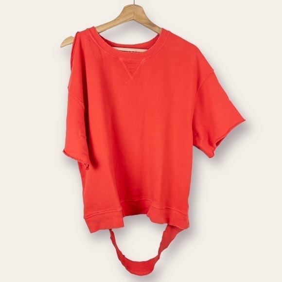 Hudson Womens French Terry Cutout Sweatshirt Curry Size Small NEW Red Grunge - Picture 3 of 12